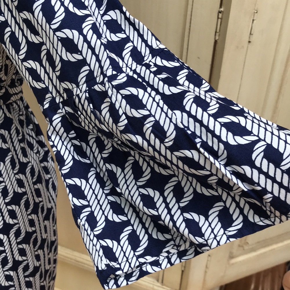 Escapada Bell Sleeve Navy and White Rope Dress - Picture 4 of 10
